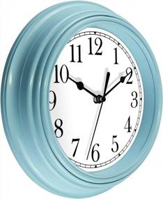 img 2 attached to 9-Inch Modern Blue Wall Clock - Silent Quartz, Non-Ticking, Battery Operated Decorative Round Clock For Home, Office, Kitchen, Classroom Or Nursery Room - Foxtop Brand