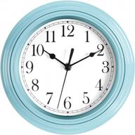 9-inch modern blue wall clock - silent quartz, non-ticking, battery operated decorative round clock for home, office, kitchen, classroom or nursery room - foxtop brand logo