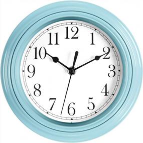 img 4 attached to 9-Inch Modern Blue Wall Clock - Silent Quartz, Non-Ticking, Battery Operated Decorative Round Clock For Home, Office, Kitchen, Classroom Or Nursery Room - Foxtop Brand
