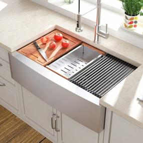 img 3 attached to Lordear 33 Inch Farmhouse Sink: A Luxurious Apron-Front Kitchen Sink With Deep Single Bowl & 16 Gauge Stainless Steel