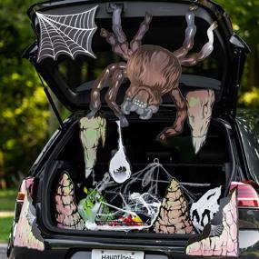img 1 attached to Halloween Trunk Or Treat Car Decoration Set - Indoor/Outdoor Party Decor With 11 Hanging Pieces - Create A Spooky Spider Cavern Ambience With Hauntlook Large Set