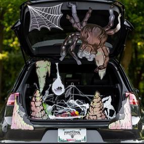 img 4 attached to Halloween Trunk Or Treat Car Decoration Set - Indoor/Outdoor Party Decor With 11 Hanging Pieces - Create A Spooky Spider Cavern Ambience With Hauntlook Large Set