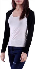 img 4 attached to HDE Open Front Shrugs For Women Long Sleeve Bolero Cropped Cardigan Sweater S-4X