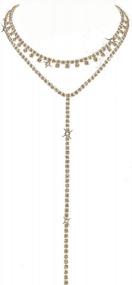 img 4 attached to Sparkle And Shine: A Glamorous Rhinestone Choker Tassel Necklace For Women And Girls