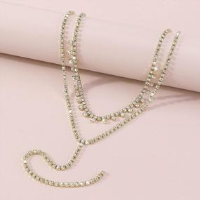 img 1 attached to Sparkle And Shine: A Glamorous Rhinestone Choker Tassel Necklace For Women And Girls