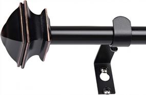 img 4 attached to Adjustable Telescoping Curtain Rod With Square Finials And Decorative Vintage Black Finish For Kitchen, Bedroom, And Bathroom Windows - 48 To 84 Inches