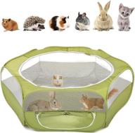 🥑 vavopaw portable small animals playpen, breathable pet cage tent with double-opening zipper, outdoor exercise yard fence for hedgehog hamster kitten bunny squirrel guinea pig, avocado green logo