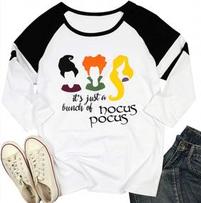 img 3 attached to Women'S Halloween T-Shirt: 'It'S Just A Bunch Of Hocus Pocus' Sanderson Sisters Baseball Tee