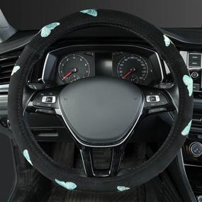 img 3 attached to 🦋 Premium Universal Fit 15 Inch Butterfly Steering Wheel Cover for Cars, SUVs, Trucks, Vans - Black and Mint