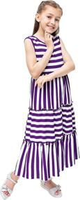 img 3 attached to KYMIDY Sleeveless Summer Striped Sundresses Girls' Clothing via Dresses