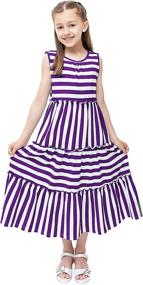 img 2 attached to KYMIDY Sleeveless Summer Striped Sundresses Girls' Clothing via Dresses