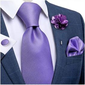 img 4 attached to Men'S Paisley Plaid Floral Silk Tie Woven Handkerchief Necktie Lapel Pin Brooch Set