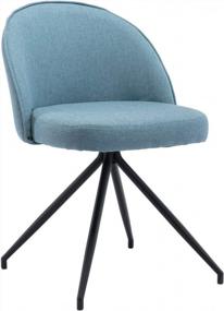 img 4 attached to Blue Linen Office Desk Chair With Comfy Armless Design For Study, Reading And Dining Room - Kmax Task Chair With No Wheels