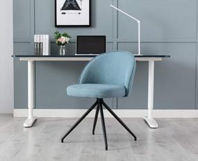 img 3 attached to Blue Linen Office Desk Chair With Comfy Armless Design For Study, Reading And Dining Room - Kmax Task Chair With No Wheels