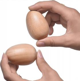 img 4 attached to 2-Piece Wooden Egg Shakers Set - Musical Percussion Instruments With Natural Finish