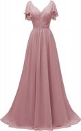 elegant ruffle sleeved bridesmaid dress: yexinbridal's chiffon v-neck gown for weddings and formal occasions logo