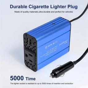 img 1 attached to 💪 Powerful 150W Car Power Inverter: DC 12V to 110V AC Converter, Dual USB Ports, Blue - Perfect Car Charger Adapter