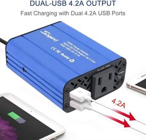 img 2 attached to 💪 Powerful 150W Car Power Inverter: DC 12V to 110V AC Converter, Dual USB Ports, Blue - Perfect Car Charger Adapter