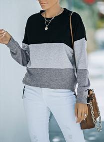 img 3 attached to Stylish Color-Block Crew Neck Sweatshirt: Lightweight Long Sleeve Top With Side Split Tunic Design For Women'S Casual Wear