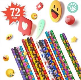 img 3 attached to 72-Pack Kicko Emoticon Pencils - 7.5" Assorted Colorful School Supplies, Awards & Incentives For Kids