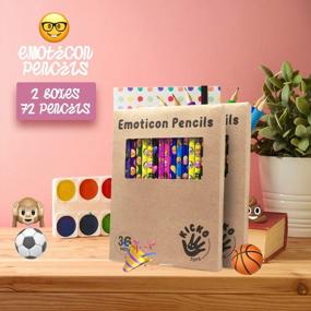 img 1 attached to Набор из 72 карандашей Kicko Emoticon - 7,5 дюймов, разноцветные школьные принадлежности, награды и поощрения для детей