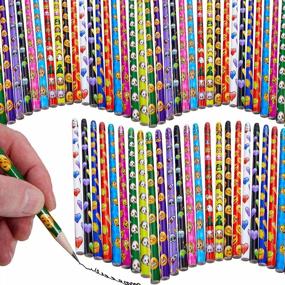 img 4 attached to 72-Pack Kicko Emoticon Pencils - 7.5" Assorted Colorful School Supplies, Awards & Incentives For Kids