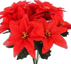 img 4 attached to 6Pcs Red Artificial Poinsettia Bushes For Christmas Holiday Decoration - DRYEN YY-210611XU02-6-10452-1911375431