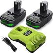 bonacell 2pack 3.0ah replacement battery and charger combo for ryobi 18v - compatible with one+ p102 p103 p104 p105 p107 p108 p109 p190 p191 p122 tools logo