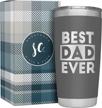 vacuum insulated best dad ever tumbler - stainless steel travel mug - perfect birthday gift for new dads - worlds best dad cup from kids - ideal father's day or bday gift for dad - sassycups logo
