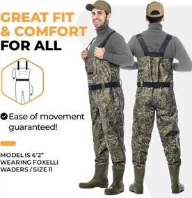 img 3 attached to Foxelli Waterproof Chest Waders For Men And Women - Camo Hunting And Fishing Waders With Bootfoot Design, Made Of 2-Ply Nylon/PVC Materials