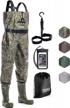 foxelli waterproof chest waders for men and women - camo hunting and fishing waders with bootfoot design, made of 2-ply nylon/pvc materials logo