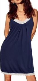 img 2 attached to Luxurious Lace Night Dress: OUGES Womens V-Neck Chemise Sleepwear