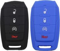 🔑 btopars 2pcs 4 buttons silicone rubber remote smart key fob case cover protector holder for dodge ram 1500 2019-2022, black and blue logo