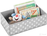 🛍️ mdesign soft fabric dresser drawer and closet storage organizer for child/kids room or nursery - roomy open rectangular compartment organizer - polka dot print - gray/white: a fun and stylish storage solution for your little one's space logo