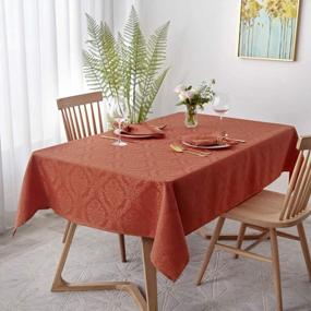 img 4 attached to Enhance Your Dining Experience With Maxmill'S Jacquard Tablecloth - Spillproof, Wrinkle Resistant, And Stylish For Thanksgiving And Outdoor Picnics - Rust Rectangle 52 X 70 Inch