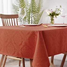 img 3 attached to Enhance Your Dining Experience With Maxmill'S Jacquard Tablecloth - Spillproof, Wrinkle Resistant, And Stylish For Thanksgiving And Outdoor Picnics - Rust Rectangle 52 X 70 Inch
