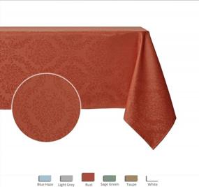 img 1 attached to Enhance Your Dining Experience With Maxmill'S Jacquard Tablecloth - Spillproof, Wrinkle Resistant, And Stylish For Thanksgiving And Outdoor Picnics - Rust Rectangle 52 X 70 Inch