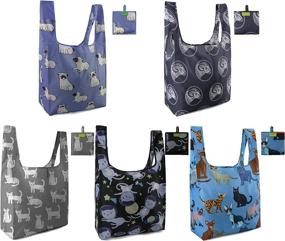 img 2 attached to BeeGreen Set of 5 Reusable Grocery Bags for Shopping - Washable and Foldable