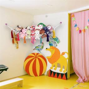 img 1 attached to 🧸 Organize and Display Your Stuffed Animals with Stuffed Animal Storage: Toy Hammock, Toy Net, Plushie Holder, and Teddy Bear Organizer with Photo Clip Light for Trendy Kawaii Room Decor