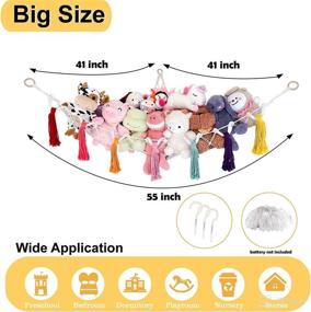 img 3 attached to 🧸 Organize and Display Your Stuffed Animals with Stuffed Animal Storage: Toy Hammock, Toy Net, Plushie Holder, and Teddy Bear Organizer with Photo Clip Light for Trendy Kawaii Room Decor