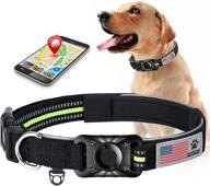 🐾 adjustable nylon dog collar with reflective airtag holder case | padded breathable gps collar for medium and large dogs | waterproof airtag protective case included logo