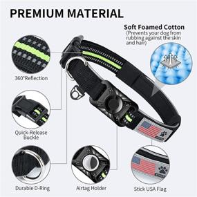 img 2 attached to 🐾 Adjustable Nylon Dog Collar with Reflective AirTag Holder Case | Padded Breathable GPS Collar for Medium and Large Dogs | Waterproof Airtag Protective Case Included