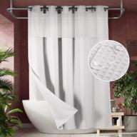 lagute snaphook waffle weave fabric hook free shower curtain with snap-in liner, heavy duty bath curtain with see through top, hotel grade, machine washable, 71wx78l, white 标志