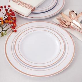 img 1 attached to Supernal 400Pcs Rose Gold Dinnerware,Rose Gold Plastic Plates,Wedding Decoration,Rose Gold Silverware,Rose Gold Rim Cups, Rose Gold Napkins,Suit For Wedding, Birthday,Party