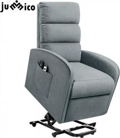 img 2 attached to Кресло-реклайнер JUMMICO Power Lift Up для пожилых людей, тканевый диван, эргономичное кресло для отдыха для гостиной, моторизованный классический одноместный диван (сине-серый)