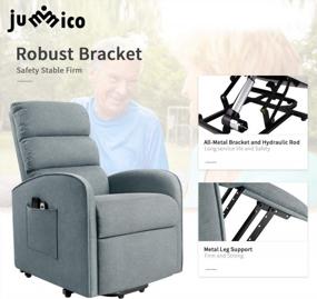 img 1 attached to Кресло-реклайнер JUMMICO Power Lift Up для пожилых людей, тканевый диван, эргономичное кресло для отдыха для гостиной, моторизованный классический одноместный диван (сине-серый)