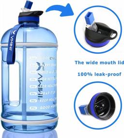 img 2 attached to Мотивационная бутылка для воды с маркером времени - Vmini 1 галлон, герметичный, для занятий спортом на открытом воздухе, большой емкости (128 унций, темно-синий) для ежедневного увлажнения