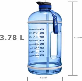 img 3 attached to Мотивационная бутылка для воды с маркером времени - Vmini 1 галлон, герметичный, для занятий спортом на открытом воздухе, большой емкости (128 унций, темно-синий) для ежедневного увлажнения