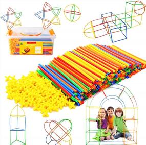 img 4 attached to Build Endless Fun And Learning With 800 Pcs Of Straw Constructor STEM Building Toys