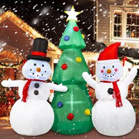 img 4 attached to 8-футовая рождественская надувная елка с украшением в виде снеговика - меняющие цвет огни, открытый рождественский декор для двора, лужайки, сада от SEASONJOY